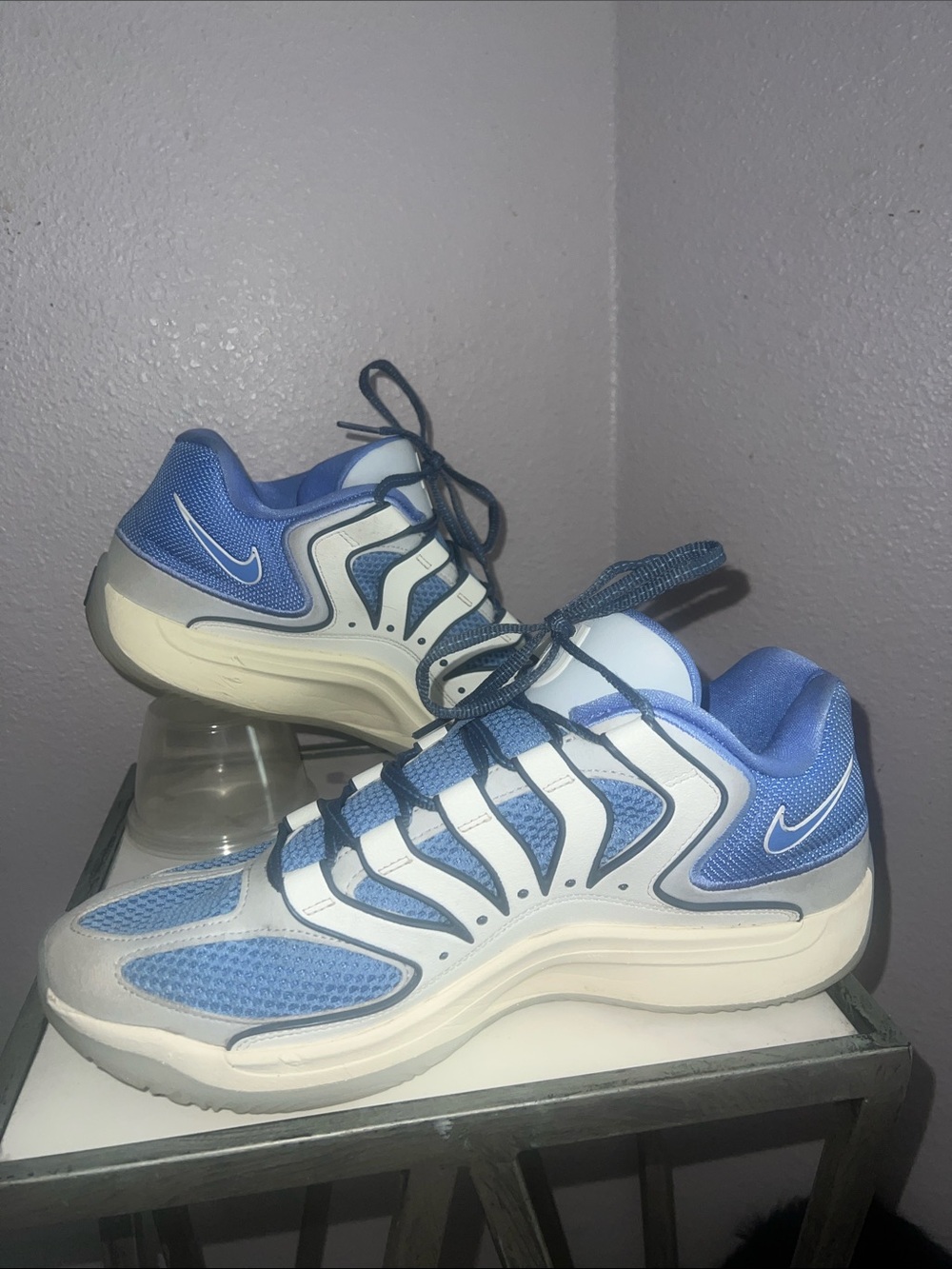 Nike KD 18 Blue and White Mesh Low Top Basketball Shoes Sneakers